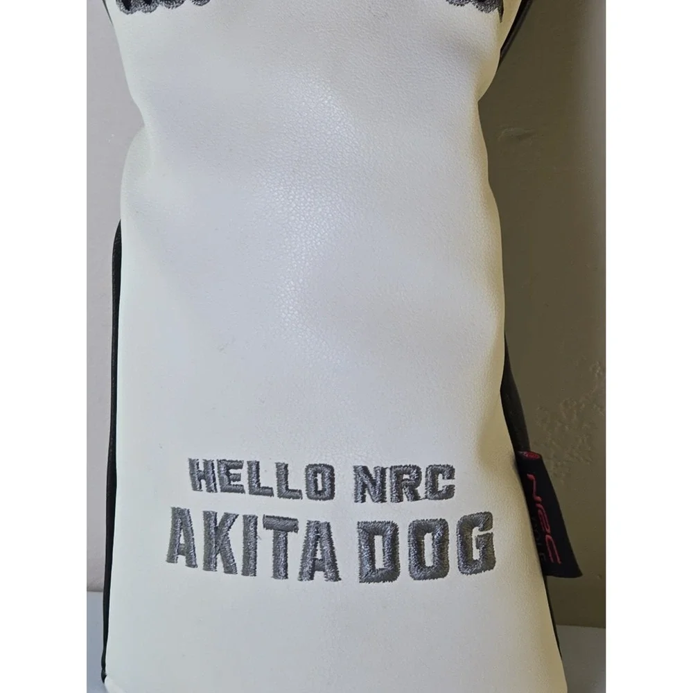 Hello NRC Akita Dog Golf Head Cover Fairway Wood 3 Black White PU Leather Novelt